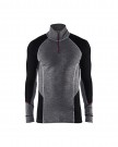 Undertøy glidelås topp XWARM, 100% Merino Grå/svart thumbnail