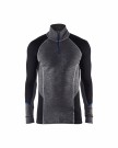 WARM 100% MERINO Undertøy Zip neck  Grå/svart thumbnail