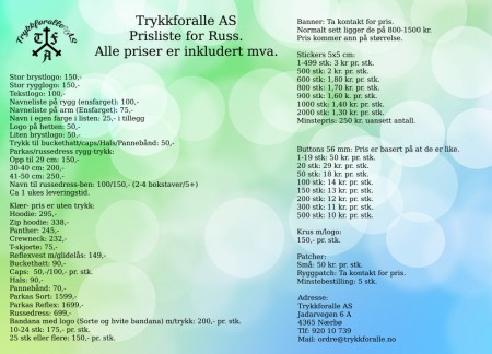 Prisliste Russ