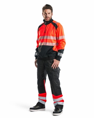 Hivis two col sweatshirt, half zip