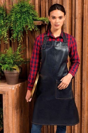 FAUX LEATHER BIB APRON
